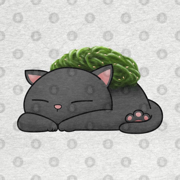 Chubby Cat Chuka Wakame Sushi by Takeda_Art